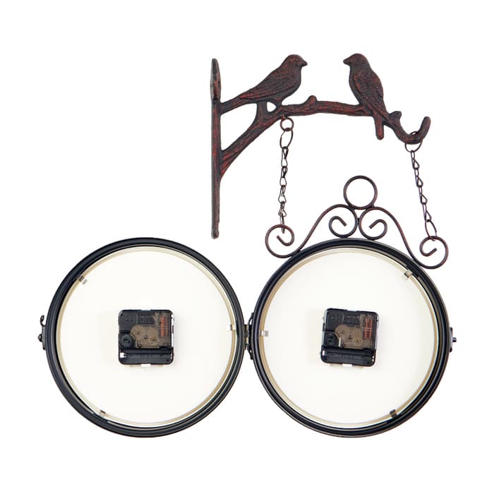 Часы настенные интерьерные «Птички», двусторонние, на подвесе, бесшумные, плавный ход, 24×40 см, циферблат d=17 см, от батареек 2×АА