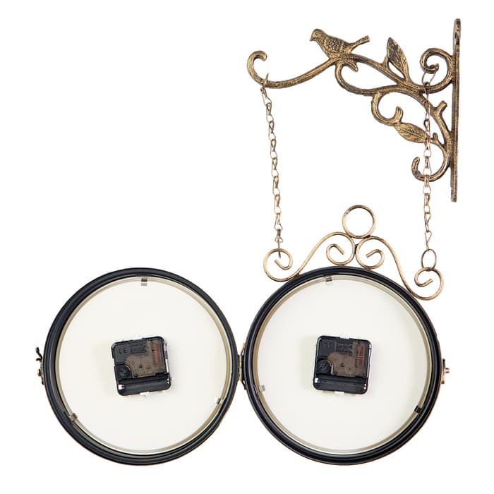 Часы настенные интерьерные «Птичка в клетке», двусторонние, на подвесе, бесшумные, плавный ход, 23×44 см, d=17 см, от батареек 2×АА