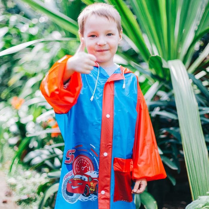 Дождевик детский, размер M, 100-110 см, Тачки