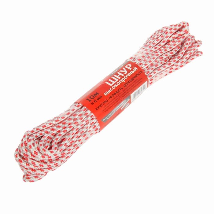 Шнур высокопрочный Доляна, d=6 мм, 10 м, МИКС
