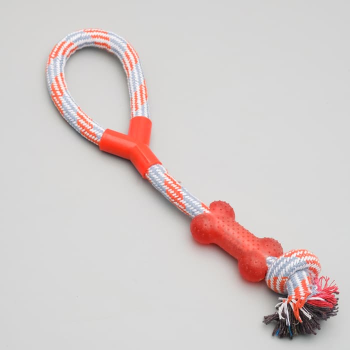 Игрушка тренировочная канатная с косточкой, до 120 г, до 40 см, микс цветов