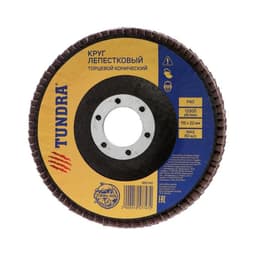 Круг лепестковый торцевой конический ТУНДРА, 115×22 мм, Р80