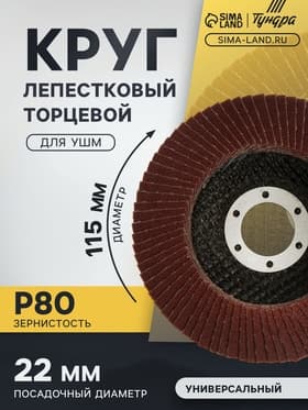 Круг лепестковый торцевой конический ТУНДРА, 115×22 мм, Р80