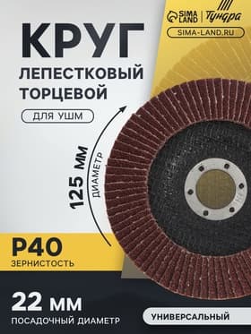 Круг лепестковый торцевой конический ТУНДРА, 125×22 мм, Р40