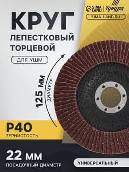 Круг лепестковый торцевой конический ТУНДРА, 125×22 мм, Р40