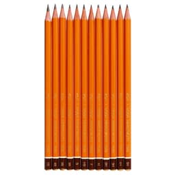 Набор карандашей чернографитных Koh-i-Noor 1502/III, 12 штук, разной твёрдости, шестигранные, деревянные, в металлическом пенале