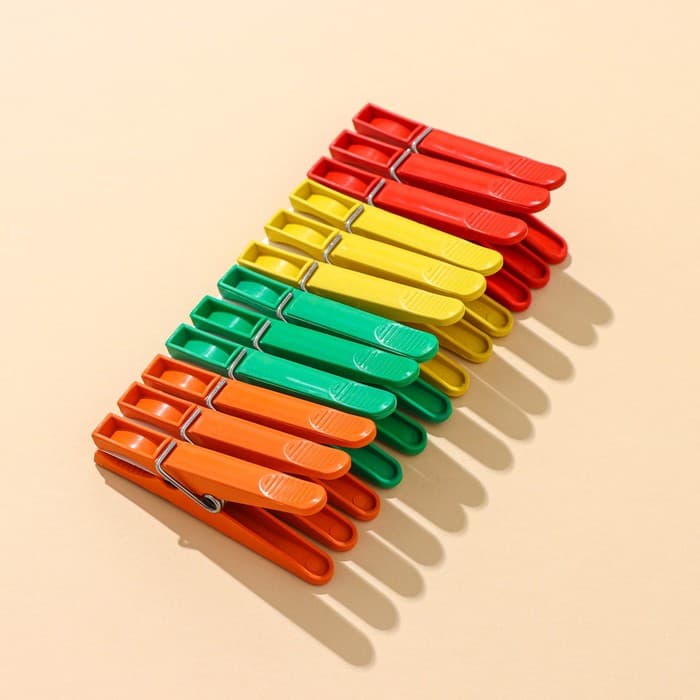 Прищепки бельевые «Пингвин», 8 см, 12 шт., цвет МИКС