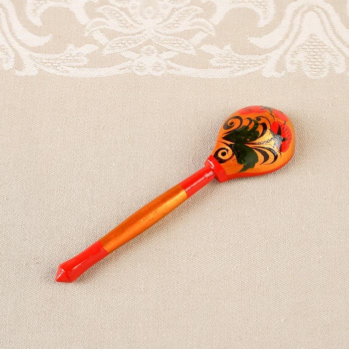 Сахарница дерево хохлома «Красота» с ложкой, 10×9 см