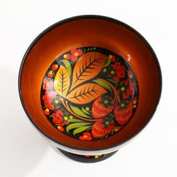 Конфетница на ножке, 14×14 см, дерево, хохлома