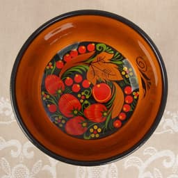 Конфетница на ножке, 14×14 см, дерево, хохлома