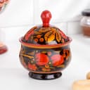 Сахарница дерево хохлома «Ягодка клубника»