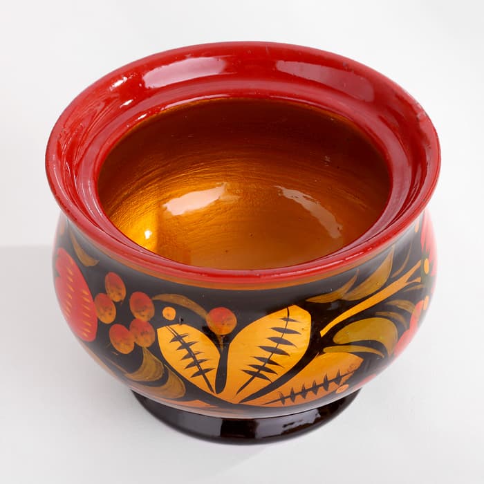 Сахарница дерево хохлома «Ягодка клубника»