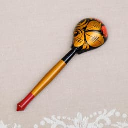 Сахарница дерево хохлома «Ягодка» с ложкой, 10.5×11 см