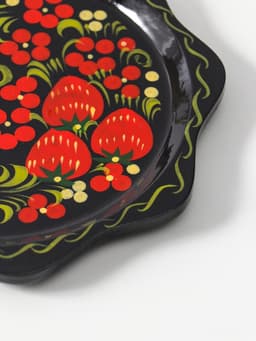 Блюдо сервировочное «Земляничка», 15×0.5 см, дерево хохлома