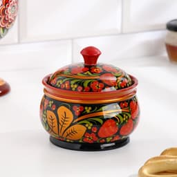 Сахарница дерево «Ягодка», большая, 400 мл, 13×15 см, хохлома