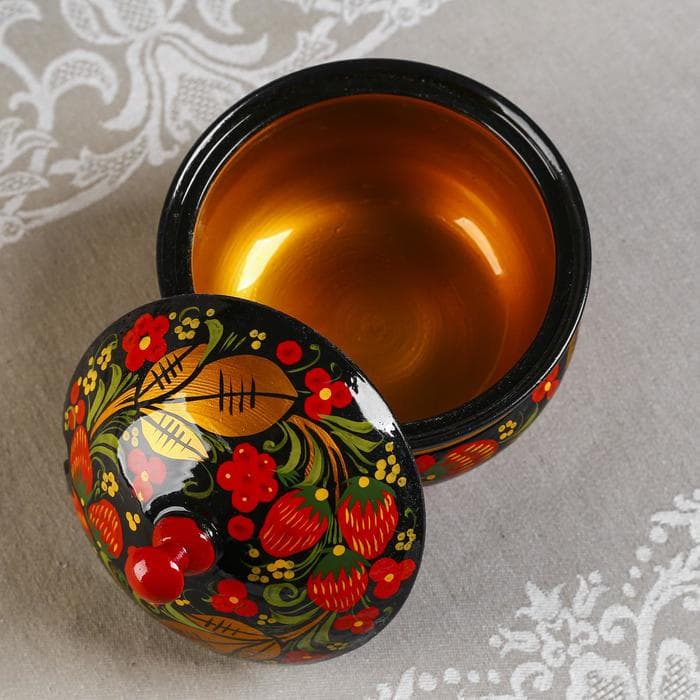 Сахарница дерево «Ягодка», большая, 400 мл, 13×15 см, хохлома