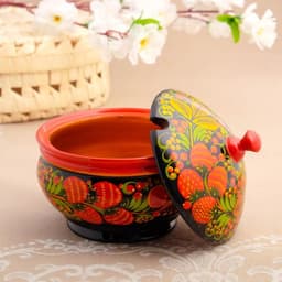 Сахарница дерево «Ягодка», большая, 400 мл, 13×15 см, хохлома