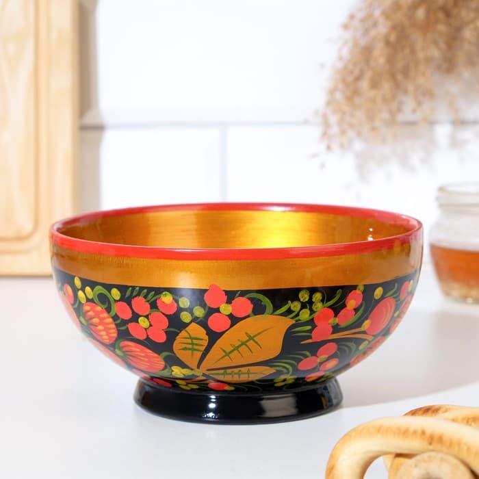 Чашка деревянная хохлома «Ягодка», 15×7 см