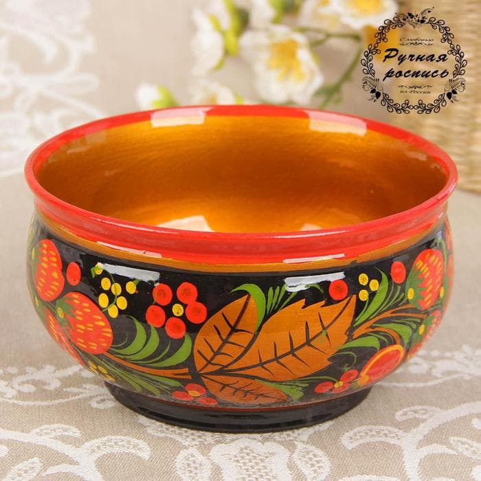 Чашка деревянная хохлома «Ягодка», 15×7 см