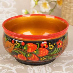 Чашка деревянная хохлома «Ягодка», 15×7 см
