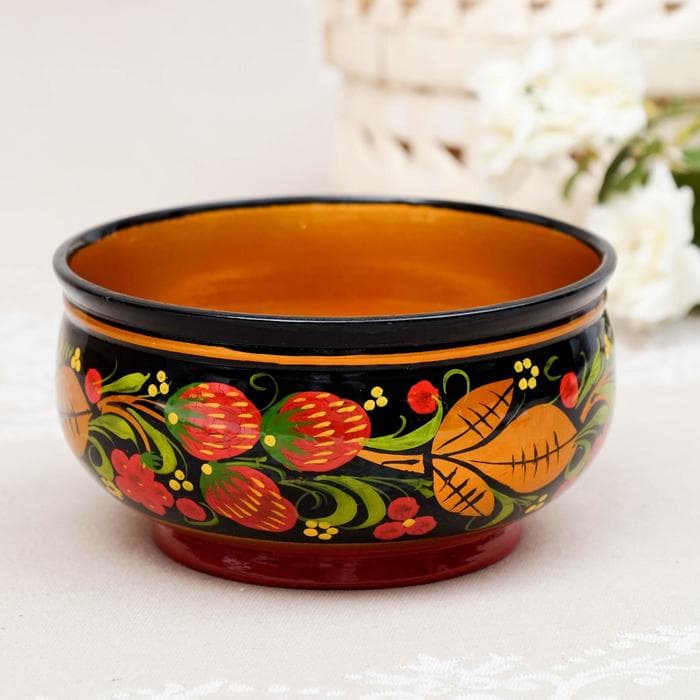 Чашка деревянная хохлома «Ягодка», 15×7 см