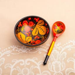 Набор посуды «Розетка с ложкой», дерево хохлома, 10×4×10 см, МИКС