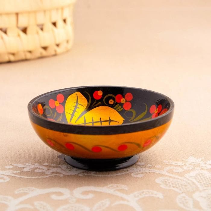 Набор посуды «Розетка с ложкой», дерево хохлома, 10×4×10 см, МИКС