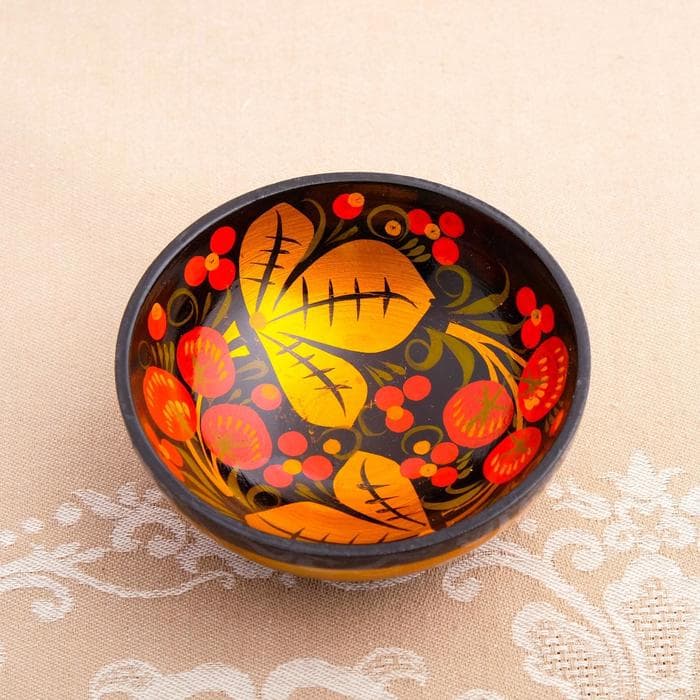 Набор посуды «Розетка с ложкой», дерево хохлома, 10×4×10 см, МИКС