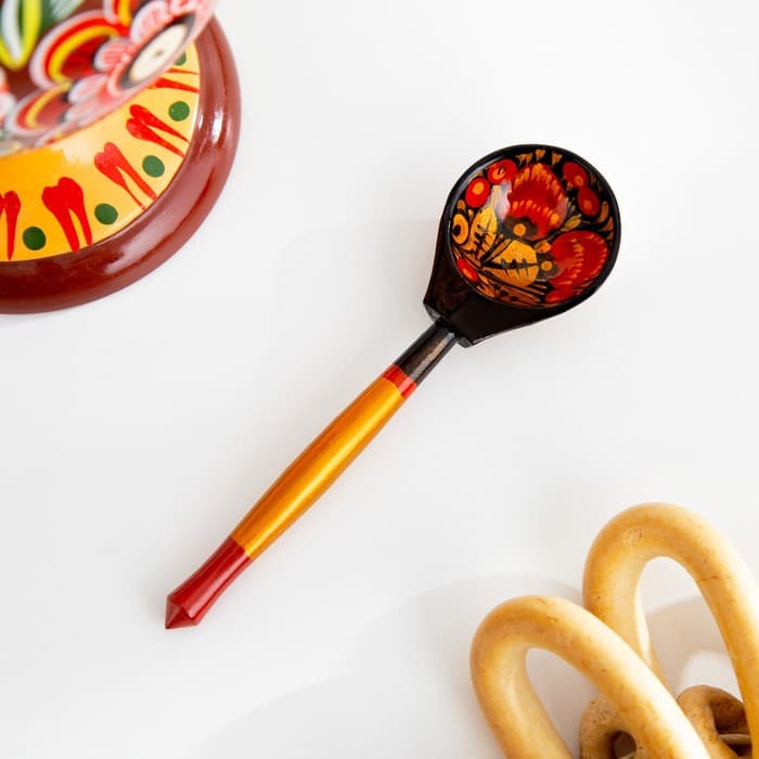 Набор посуды «Розетка с ложкой», дерево хохлома, 10×4×10 см, МИКС