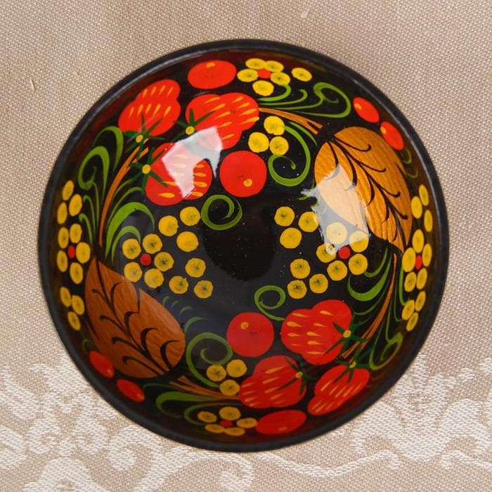 Набор посуды «Розетка с ложкой», дерево хохлома, 10×4×10 см, МИКС