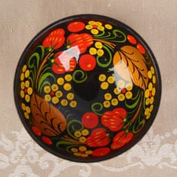 Набор посуды «Розетка с ложкой», дерево хохлома, 10×4×10 см, МИКС