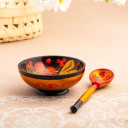 Набор посуды «Розетка с ложкой», дерево хохлома, 10×4×10 см, МИКС