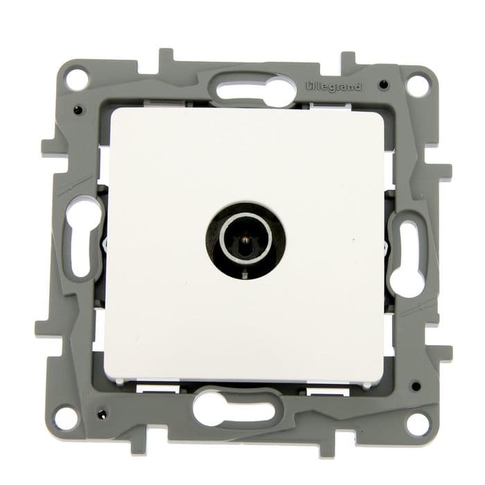 Розетка телевизионная Legrand Etika, скрытая, одноместная, 2 дБ, тип «звезда», белая, 672251