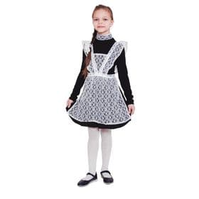 Фартук гипюровый "Выпускница" с воланами по бретелям, р. 44-52, цвет белый