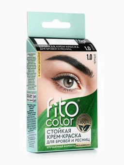 Крем-краска стойкая для бровей и ресниц Fito color, черный 1.0, 2×2 мл