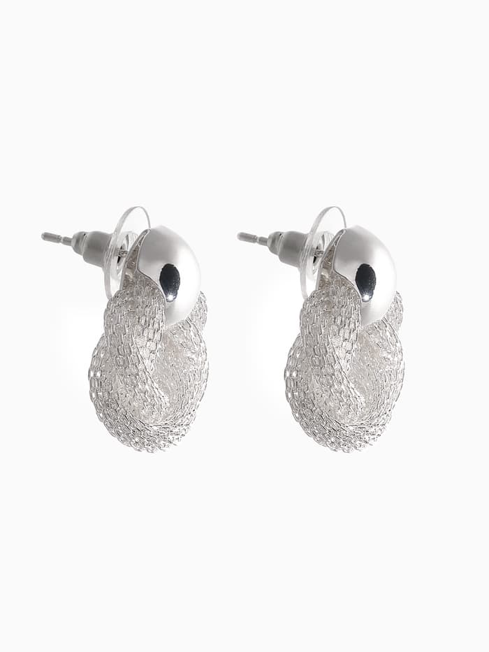 Серьги металл «Круги переплетение», цвет серебро