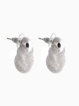 Серьги металл «Круги переплетение», цвет серебро