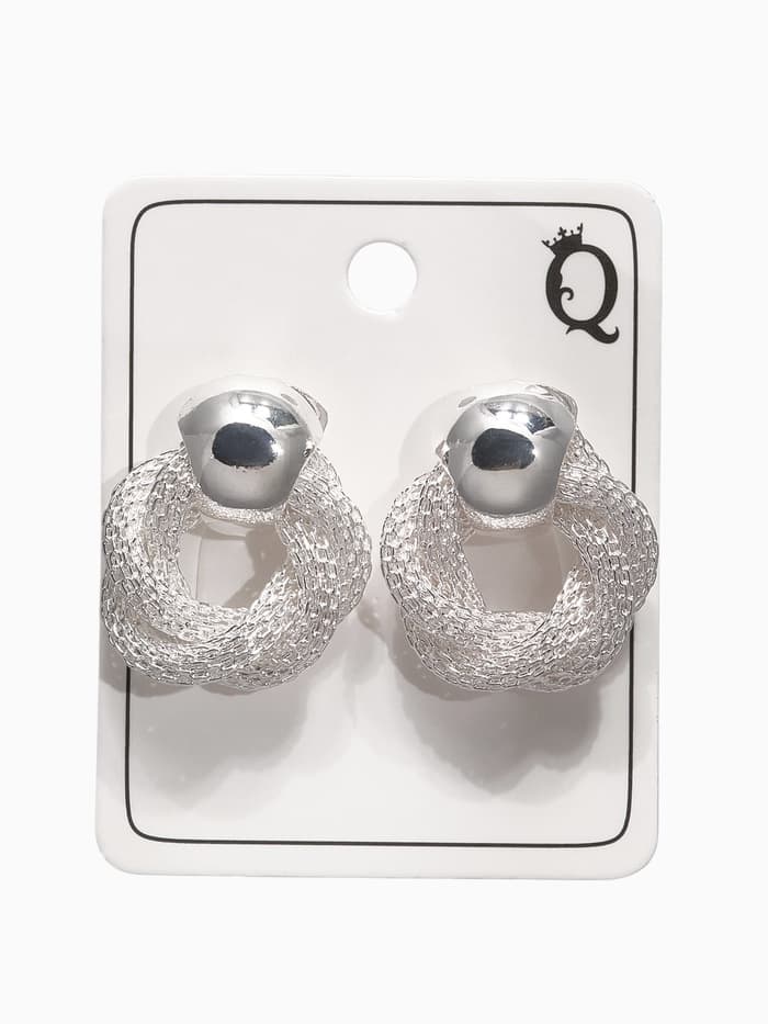 Серьги металл «Круги переплетение», цвет серебро