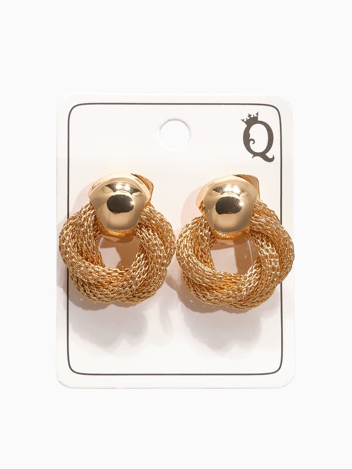 Серьги металл «Круги переплетение», цвет золото