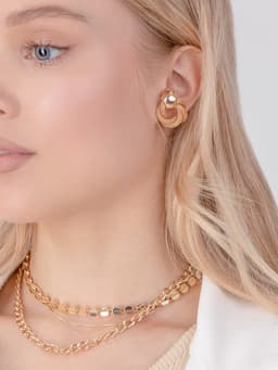 Серьги металл «Круги переплетение», цвет золото