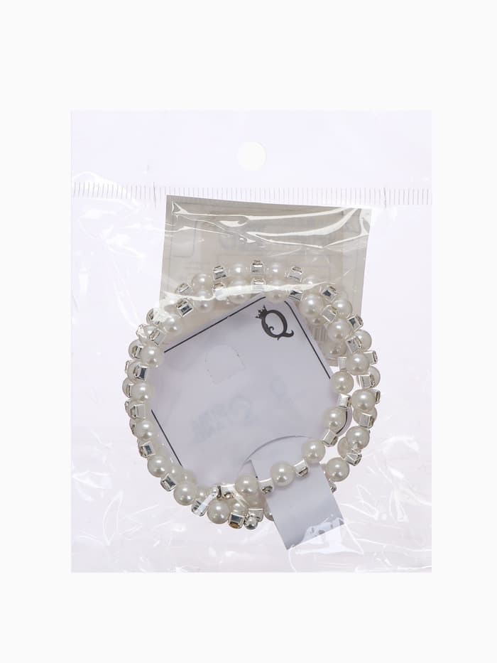 Браслет-пружинка «Жемчужинка», 3 ряда, шахматы, белый, d=6.5 см