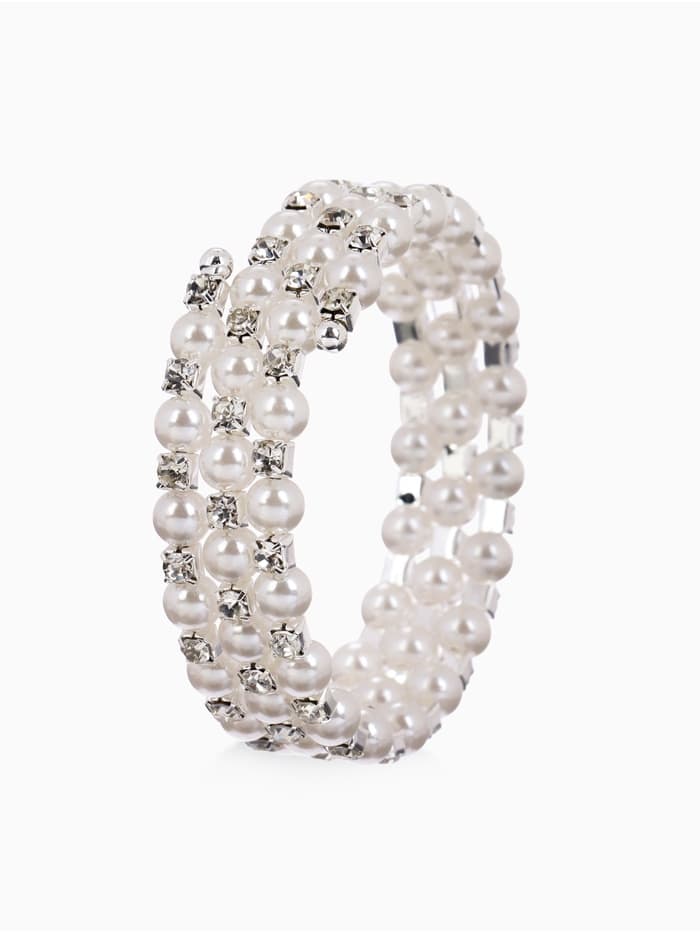 Браслет-пружинка «Жемчужинка», 3 ряда, шахматы, белый, d=6.5 см