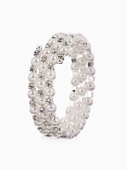 Браслет-пружинка «Жемчужинка», 3 ряда, шахматы, белый, d=6.5 см