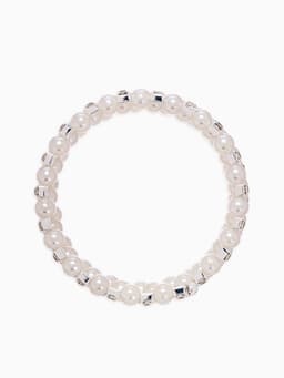 Браслет-пружинка «Жемчужинка», 3 ряда, шахматы, белый, d=6.5 см