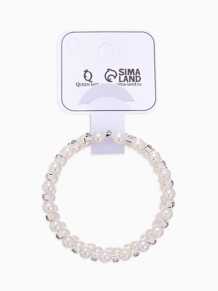 Браслет-пружинка «Жемчужинка», 3 ряда, шахматы, белый, d=6.5 см