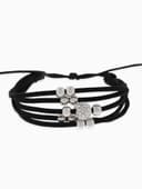 Браслет кожа «Шамбала» 5 нитей, замша, чёрный, d=8 см