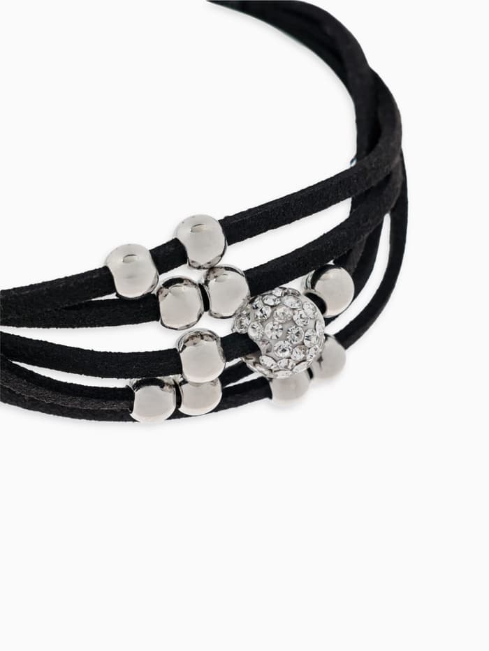 Браслет кожа «Шамбала» 5 нитей, замша, чёрный, d=8 см