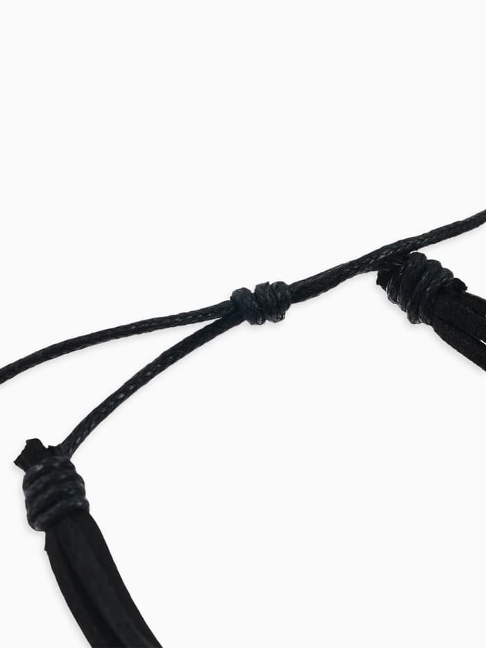 Браслет кожа «Шамбала» 5 нитей, замша, чёрный, d=8 см