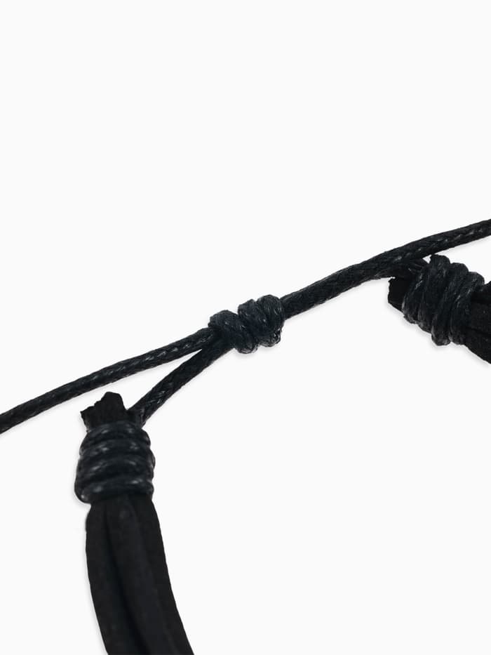 Браслет кожа «Шамбала» 5 нитей, замша, чёрный, d=8 см