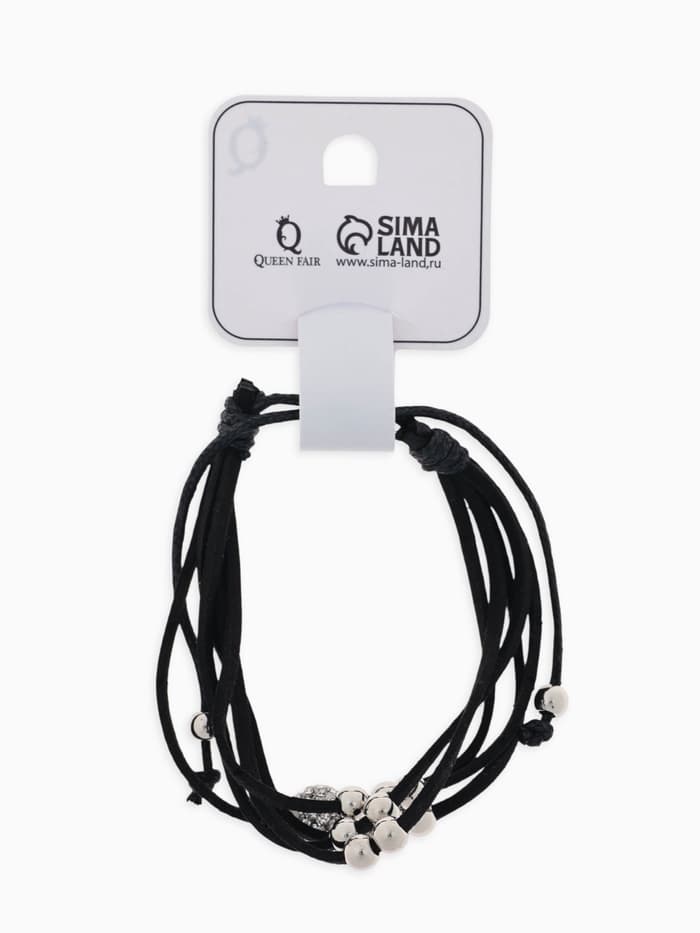Браслет кожа «Шамбала» 5 нитей, замша, чёрный, d=8 см